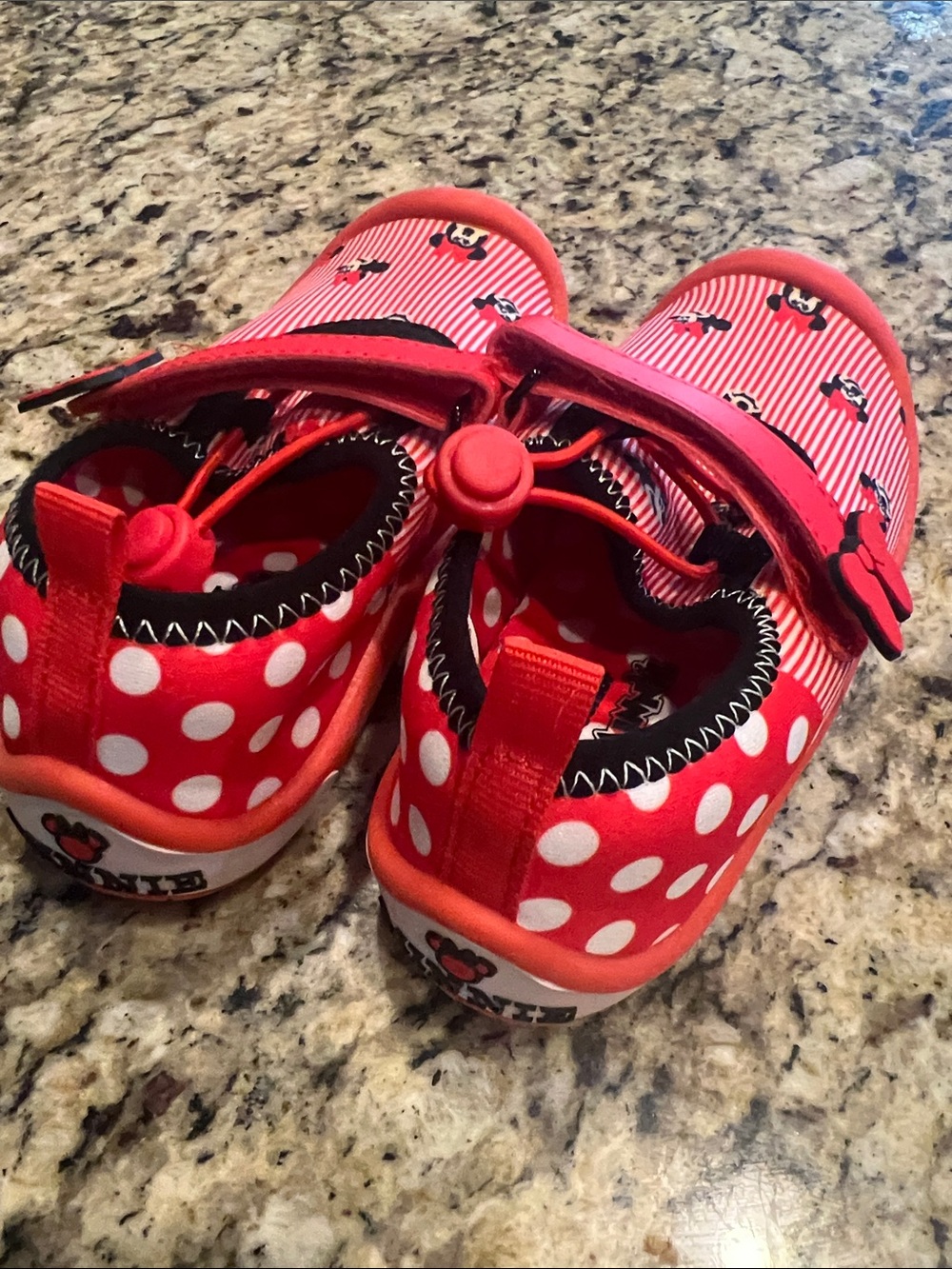 Disney Kids Red Polka Dot Minnie Water Shoes with Tie Toggle